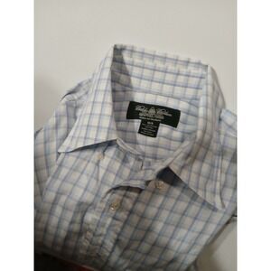 Vintage Brooks Brothers  Blue Plaid Egyptian Cotton Italian Fabric USA MED‎